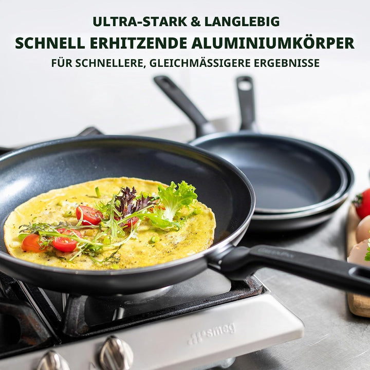 GreenPan Memphis Bratpfannen-Set (20 cm, 24 cm & 28 cm), gesunde keramische Antihaftbeschichtung, PF