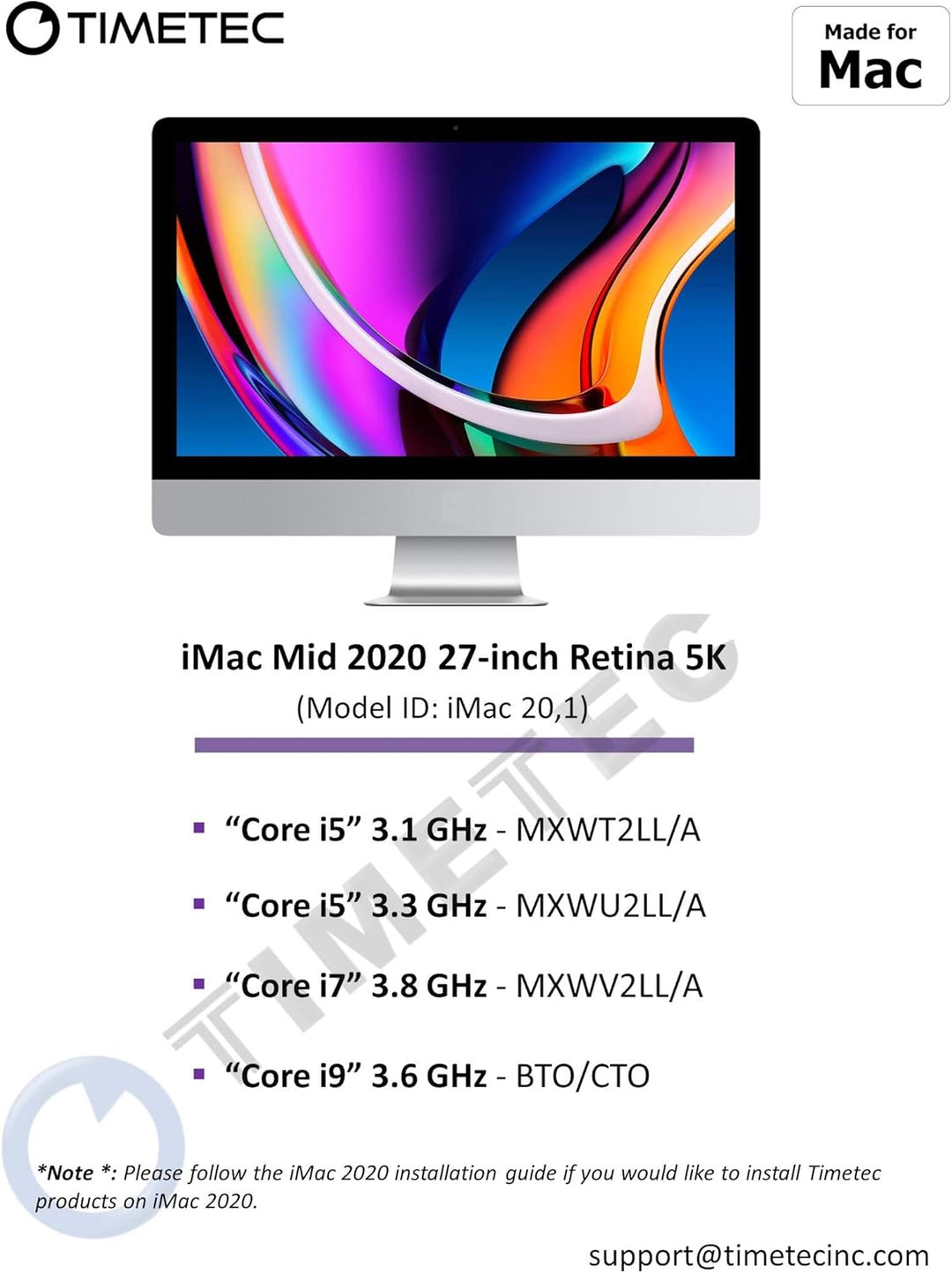 Timetec 16GB KIT (2x8GB) Kompatibel für Apple DDR4 2666MHz/2667MHz für Mitte 2020 iMac 20,1/20,2/Mit