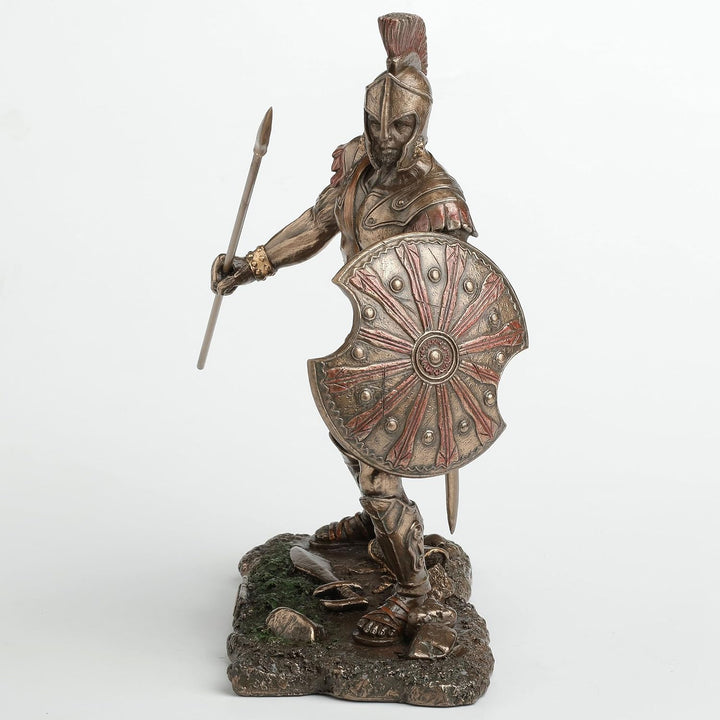 Achilles-Trojaner-Kriegshelden-Statue mit Schild und Speer