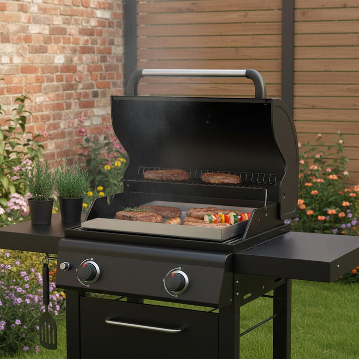 BBQ-Toro Edelstahl Grillplatte | 30 x 40 cm | BBQ Plancha passend für Weber Grill | rechteckig | uni