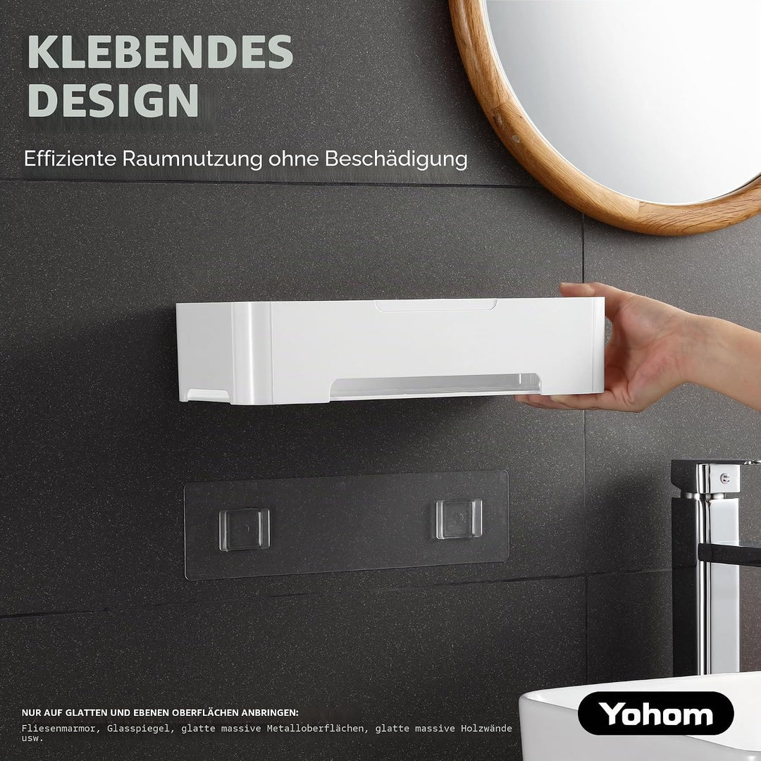 YOHOM Weiss Selbstklebende Duschkorb Ohne Bohren für Badezimmerwand Kunststoff Shampoo Halter Caddy