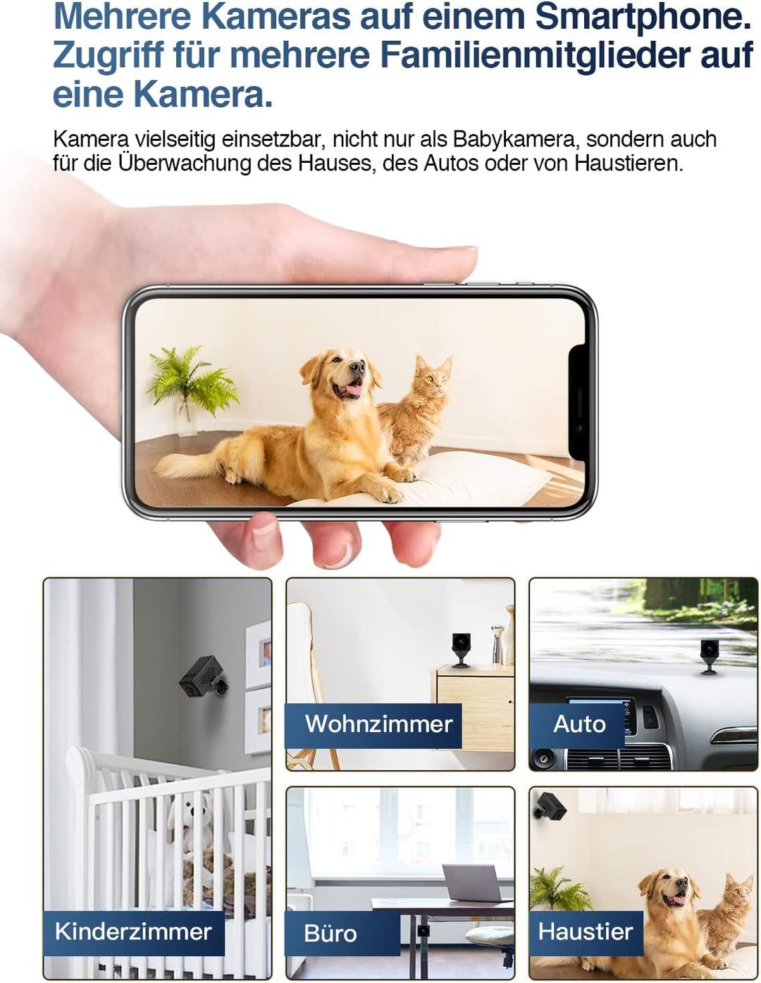 WIWACAM MW1-Pro Mini Kamera 4K HD WLAN 2600mAh Akku, Live Übertragung Handy App Kleine Überwachungsk