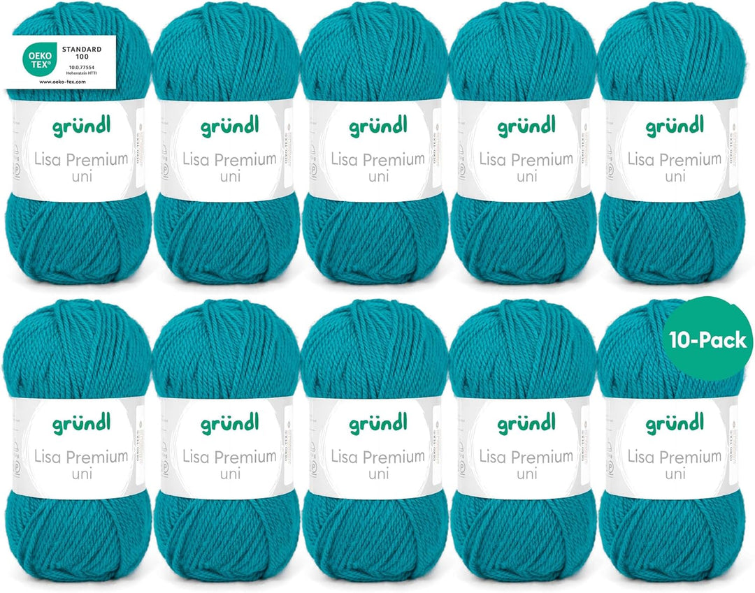 Gründl Lisa Premium Uni Strick- & Häkelgarn (weicher und wollartiger Charakter, pflegeleichtes wasch