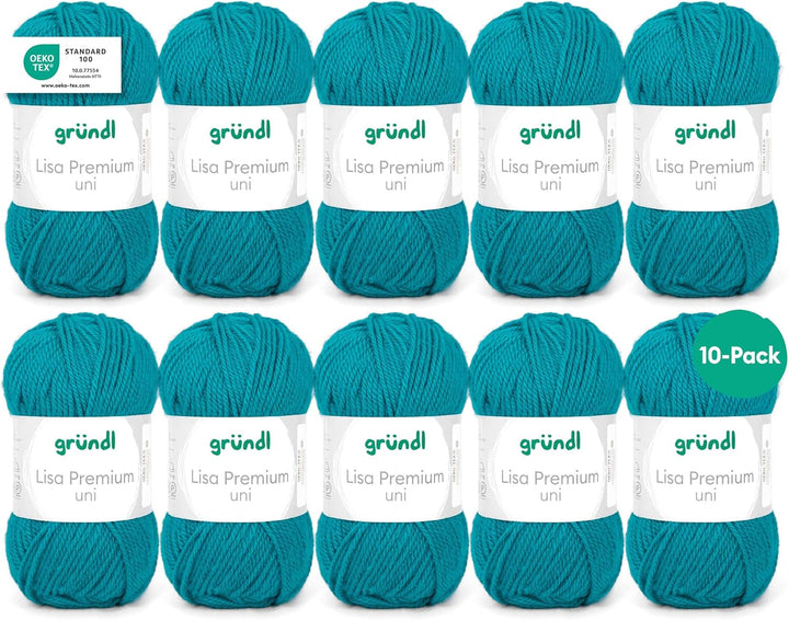 Gründl Lisa Premium Uni Strick- & Häkelgarn (weicher und wollartiger Charakter, pflegeleichtes wasch