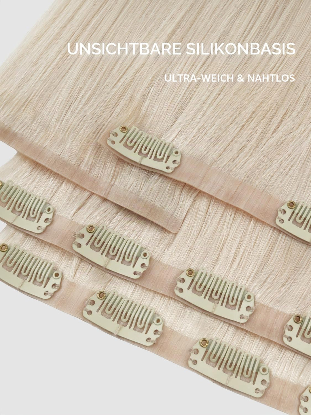 WENNALIFE Nahtlose Clip In Extensions Echthaar, 35cm 9pcs 130g Platinblond Echthaar Extensions Clip