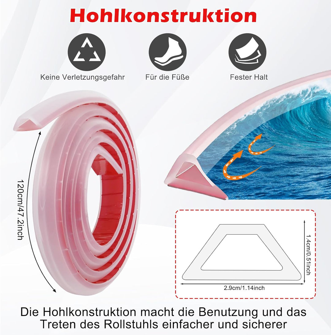 200cm Schwallschutzleiste Dusche Selbstklebend, Silikon Transparent Wasserstopper Dusche Boden, Hohl
