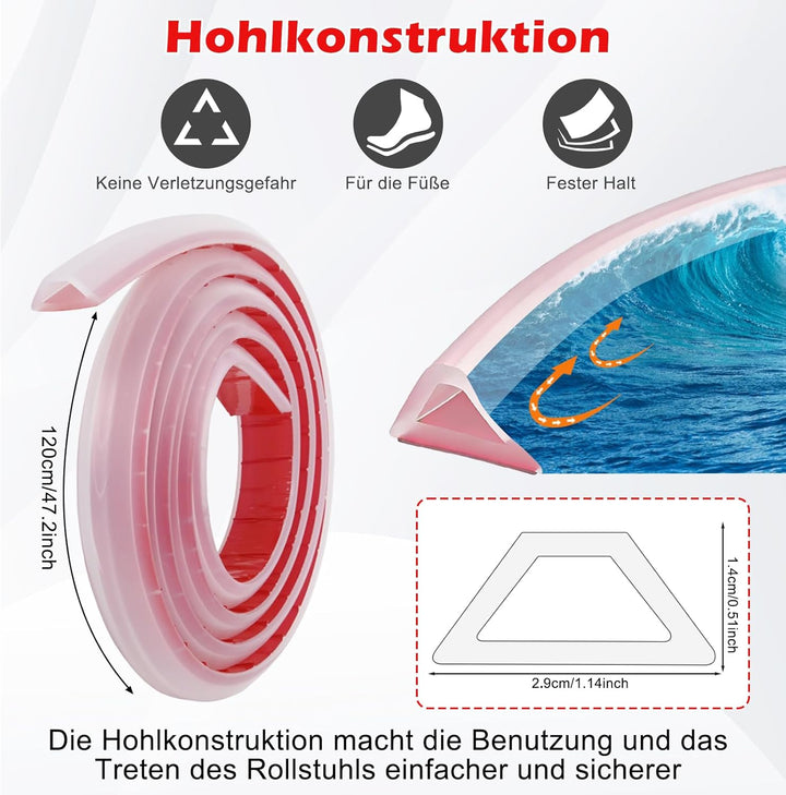 200cm Schwallschutzleiste Dusche Selbstklebend, Silikon Transparent Wasserstopper Dusche Boden, Hohl