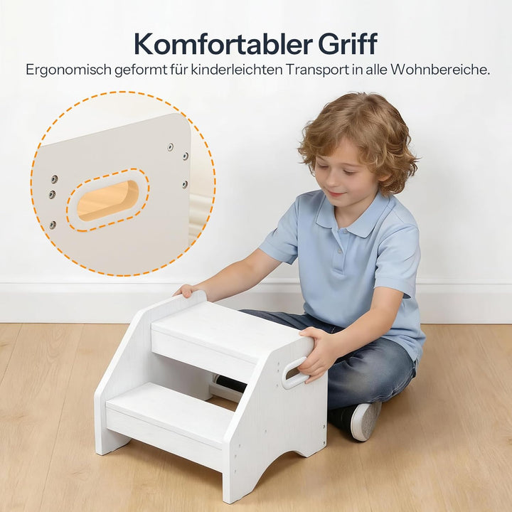 HOOBRO Tritthocker Kinder, 2-stufiger Kinderhocker mit Griffen und Anti-Rutsch-Pads, Kinderschemel f