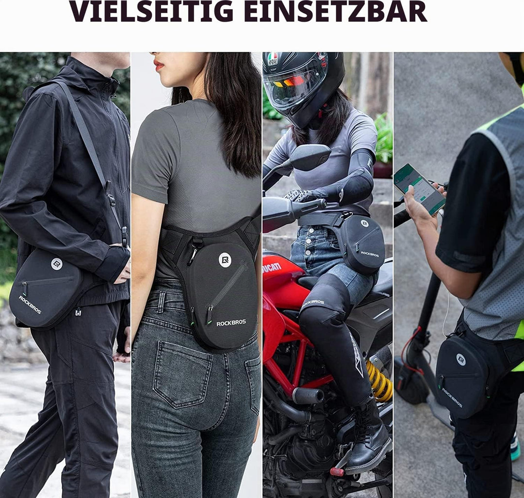 ROCKBROS Beintasche Motorrad Hüfttasche Bein Wasserdicht mit Abnehmbarem Beingurt Reflektierend für