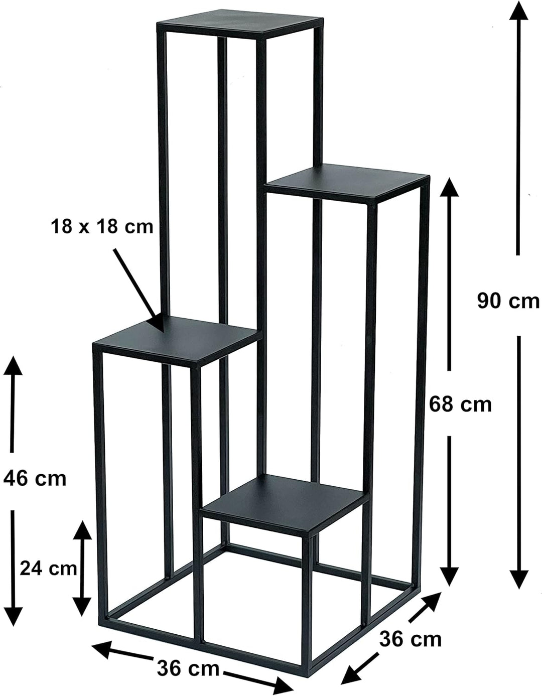DanDiBo Blumentreppe Metall Schwarz 90 cm Pflanzentreppe Blumenständer 96354 Blumensäule Modern Pfla