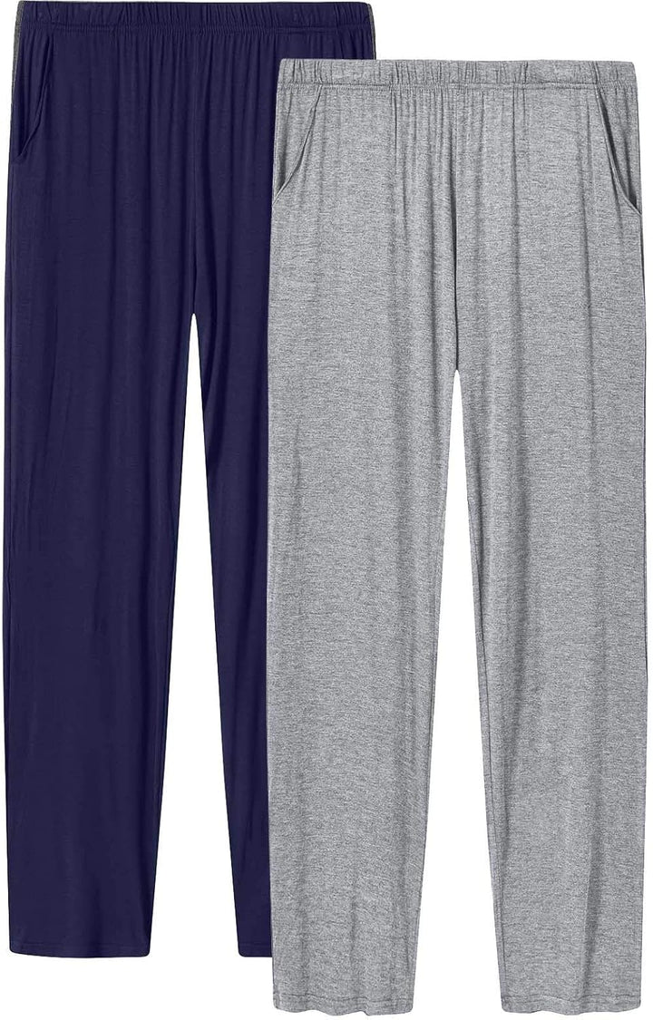 MoFiz Damen Schlafanzughose Lang Schlafhose Modal Nachtwäsche Weich Pyjamahose M Schwarzblau + Hellg