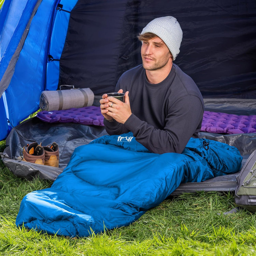 Trail 1-Personen Schlafsack für Erwachsene – Schlafsack 3 Jahreszeiten, Outdoor Frühling Herbst Wint
