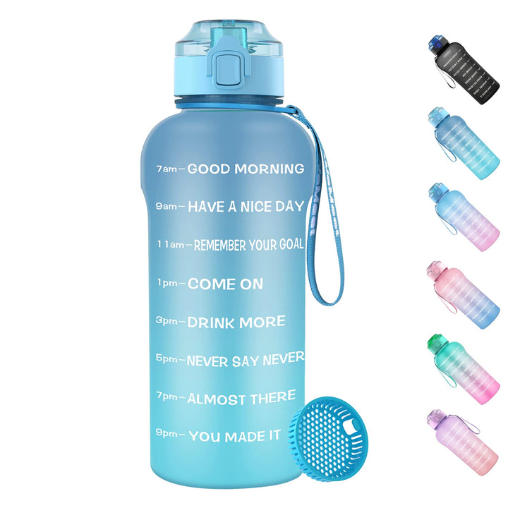 2 Liter Trinkflasche [BPA Frei Tritan], 2L Sportflasche mit Zeitmarkierung und Fruchtfilter, 2000ml