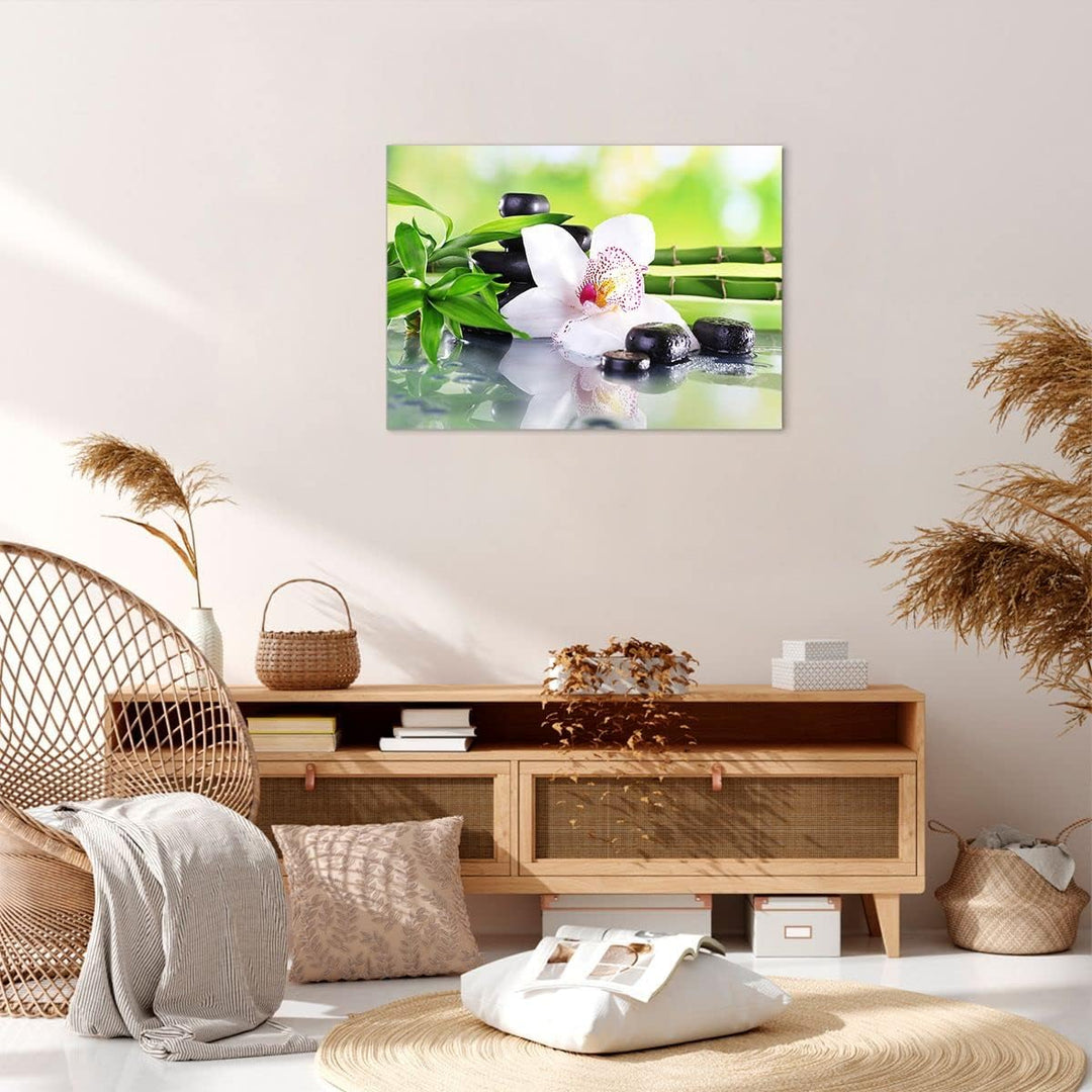 Bilder auf Leinwand blume orchidee Leinwandbild mit Rahmen 70x50cm Wandbilder Dekoration Wohnzimmer