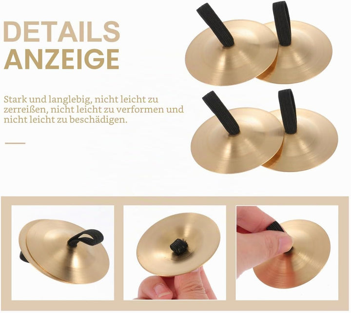Vaguelly 5 Paar Fingerzimbeln, Kupfer Mini Finger Becken Handbecken mit elastischen Band, Bauchtanz