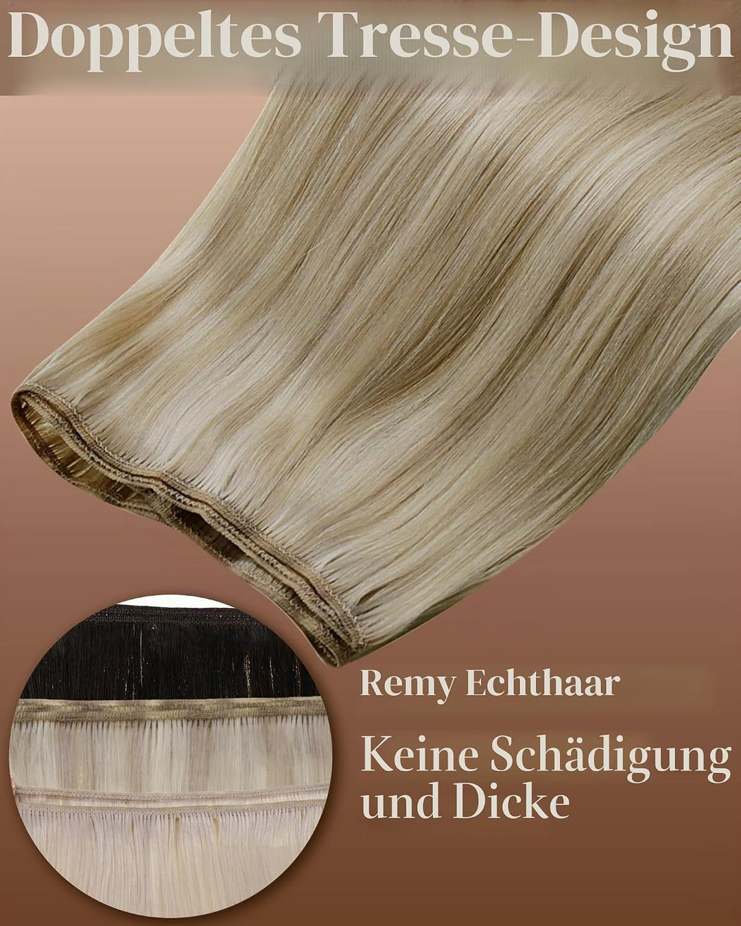 Hetto Extensions Tressen Echthaar Blond Menschliches Haar Sew in Extensions Remy Haarverlangerung Tr