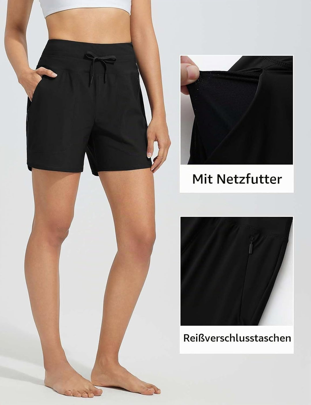 baleaf Damen Badeshorts Bauchkontrolle UPF50+ Badehose Schnell Trocknend Schwimmhose Hohe Taille Boa