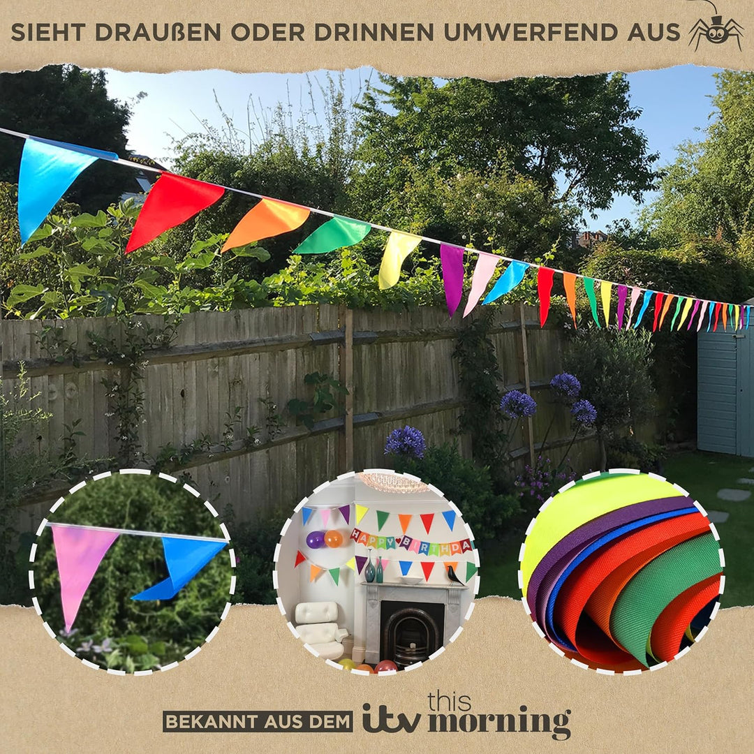Premium Wiederverwendbare Wimpelkette Outdoor Wetterfest - wasserdichte Stoff Girlande Outdoor Banne