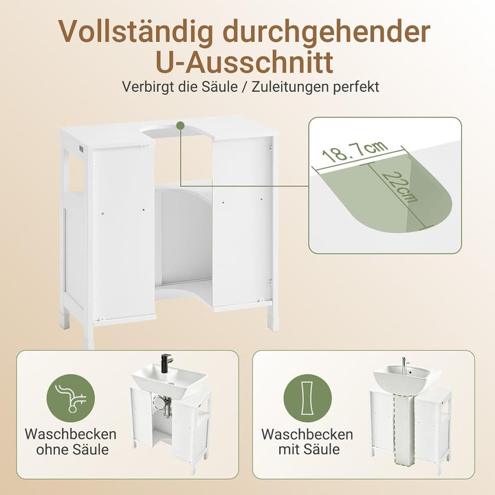 SoBuy FRG128-W Waschbeckenunterschrank Badmöbel Badschrank mit Fusspolster Unterschrank Waschtisch w