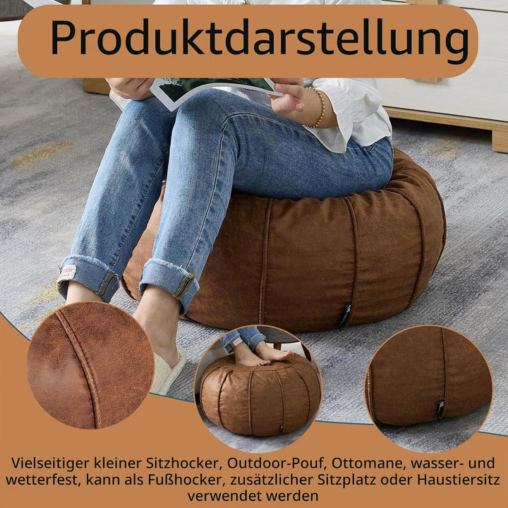 Louis Donné Unstuffed Pouf Cover-Father456 (Tawny-126) Braun, Braun