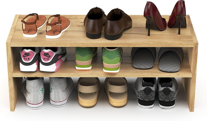 Schmal Schuhregal Platzsparend mit 2 Ebenen – Klein Schuh Organizer – Stapelbar Schuhablage -78x32 c