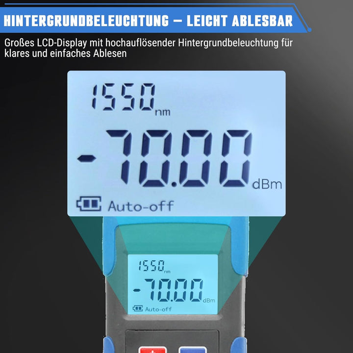 Glasfaser-Leistungsmesser, Optischer Leistungsmesser Glasfaserkabel-Tester, -70-+10dbm Optisches Eis
