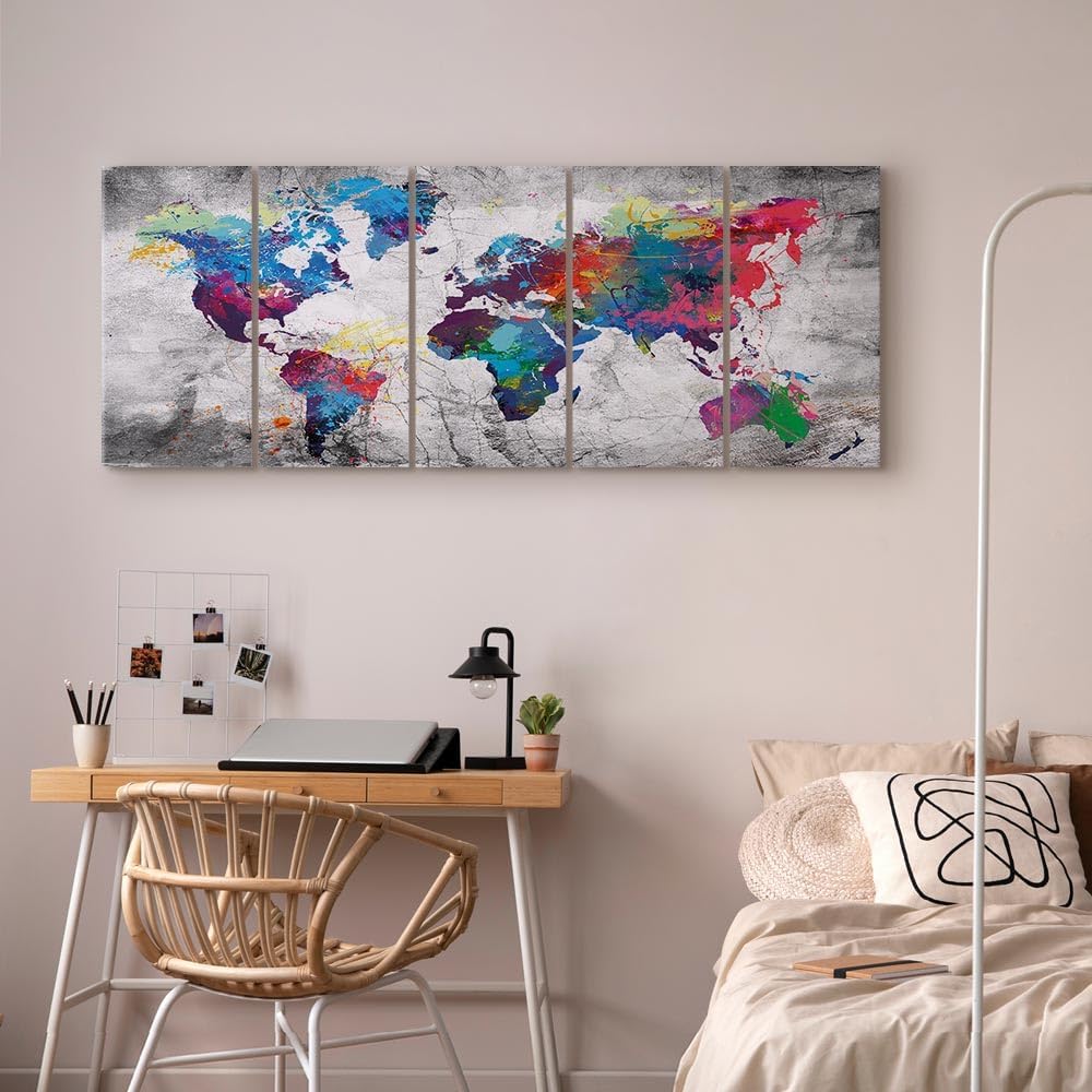 murando - Bilder Weltkarte 200x80 cm Vlies Leinwandbild 5 Teilig Kunstdruck modern Wandbilder XXL Wa