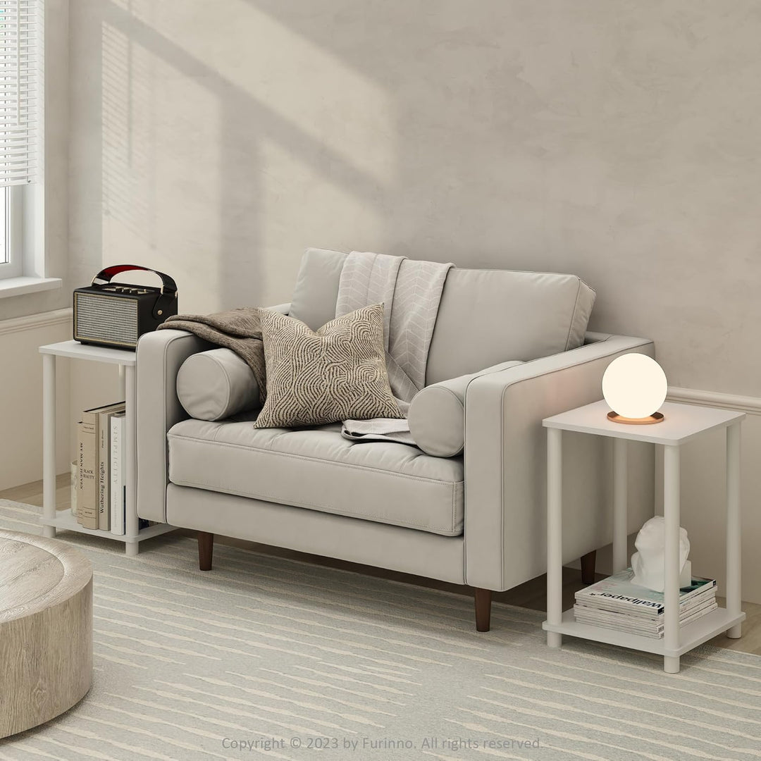 Furinno Turn-N-Tube Haydn Beistelltisch, Weiss/Weiss, 2er-Set Weiss/Weiss 2er set, Weiss/Weiss 2er s