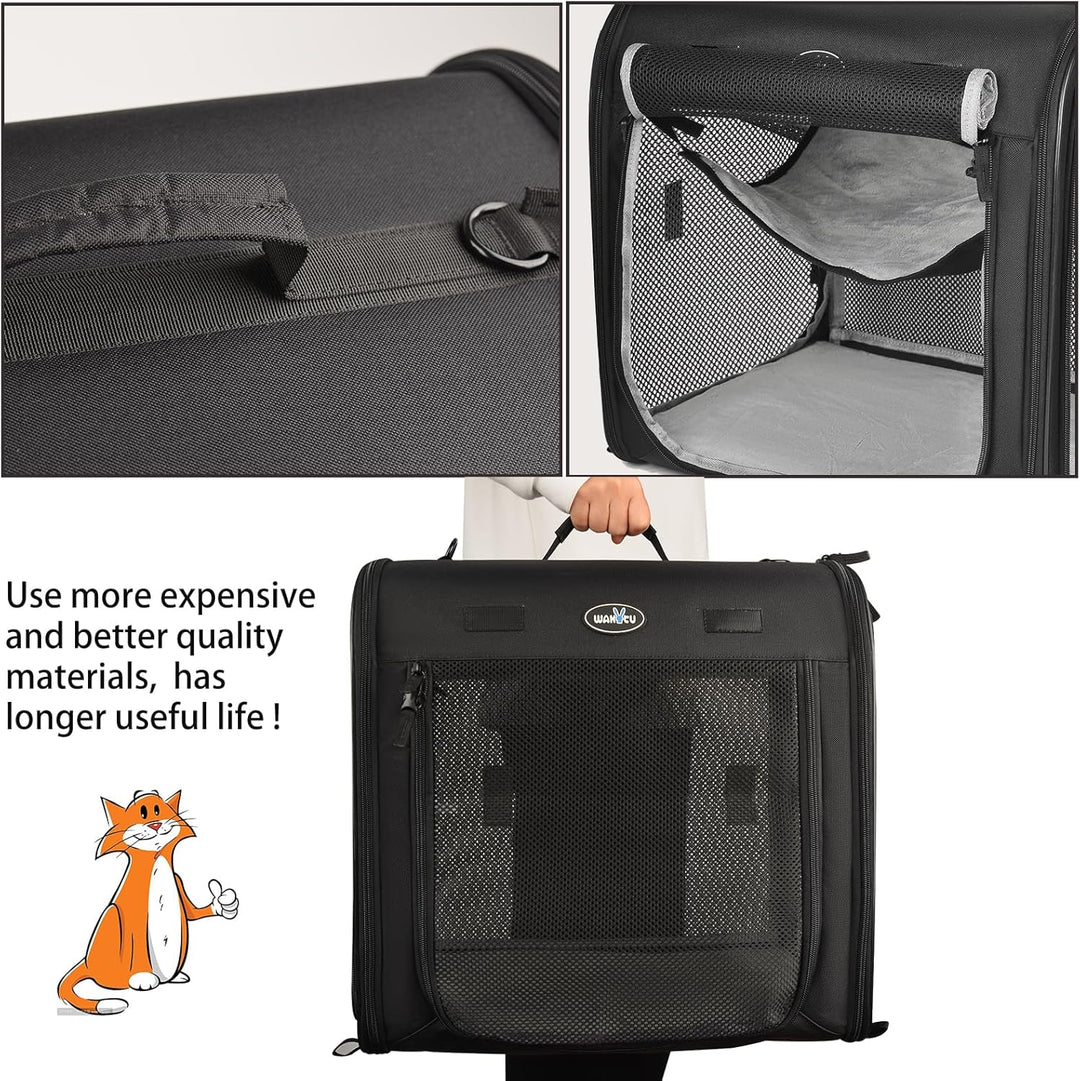 Wakytu Faltbare Katzen Transportbox gross 89x35x43cm für 2 Katzen, 2-in-1 Haustiertragetasche und Au