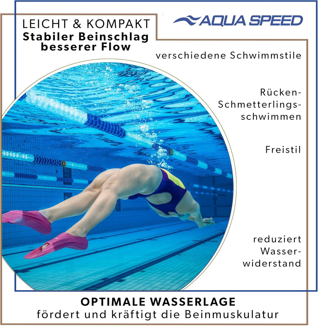 Aqua Speed Kurze Schwimmflossen für Erwachsene und Kinder I HIGH TECH | weiche Trainingsflossen I le