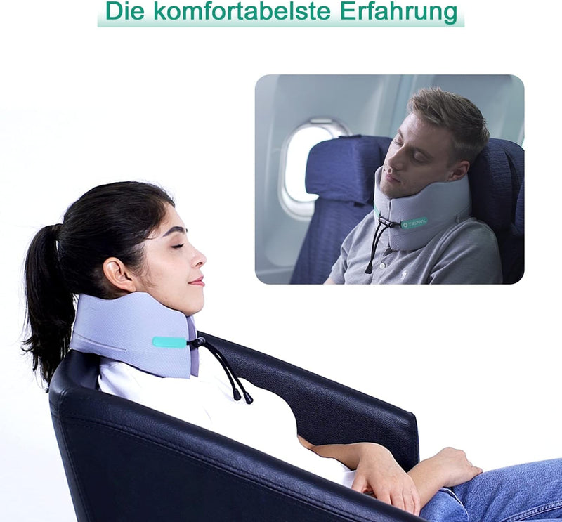 Joscoal Reisekissen Nackenkissen Memory Foam Nackenhörnchen Kinnstütz Reise in Flugzeug Auto Zug Bür