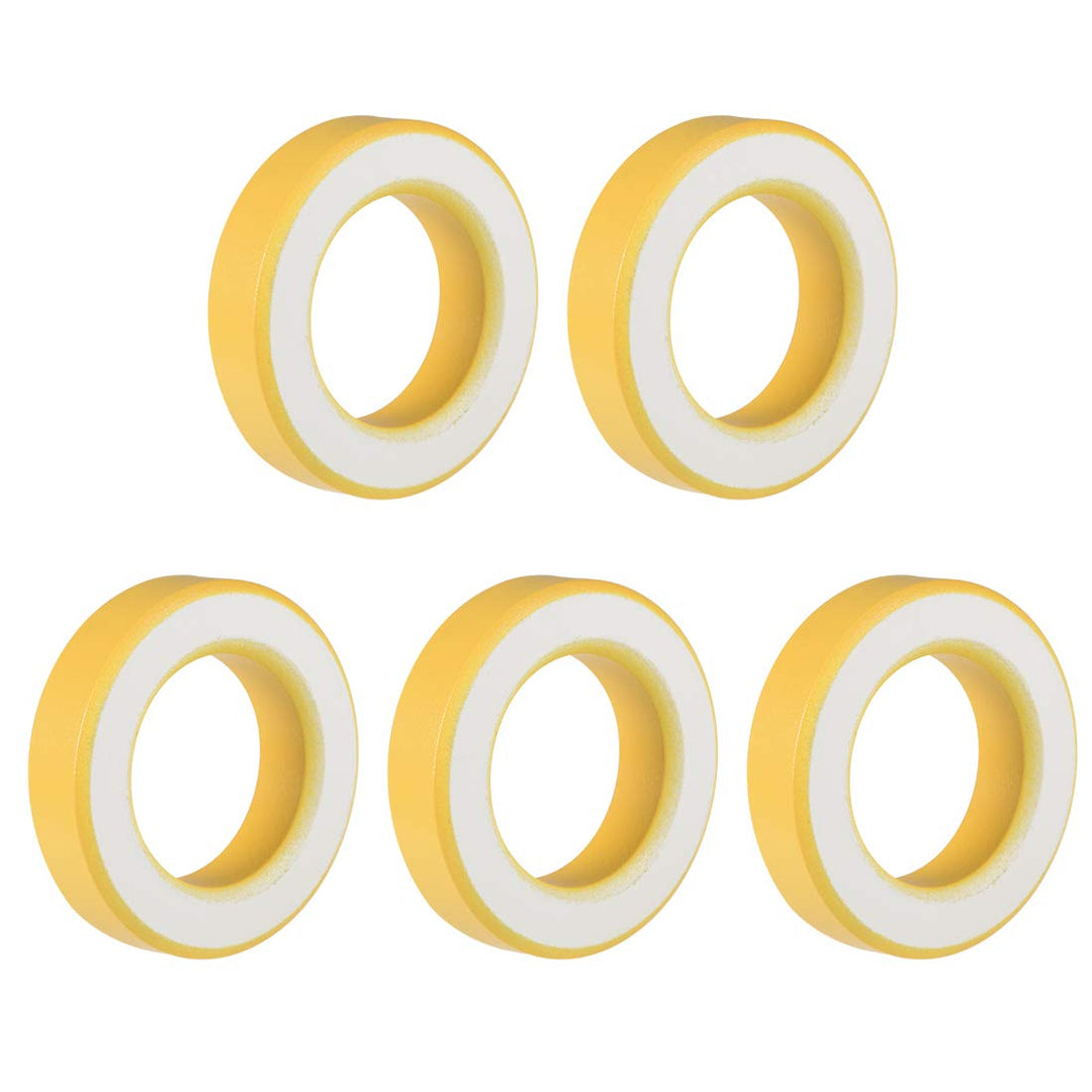 sourcing map 5 Stück 35.4 x 57.7 x 14mm Ferrit Ring Eisenpulver Toroid Kerne Gelb Weiss de
