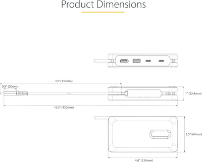 StarTech.com USB C Multiport Adapter-Dockingstation, USB-C Auf HDMI 2.0b 4K 60Hz, HDR, USB Hub, Ethe