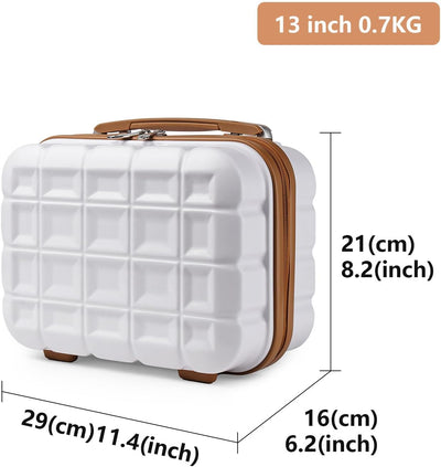 KONO Gepäck-Sets Kofferset 2 Teilig Mittelgross Koffer mit Beautycase (62cm+Kosmetikkoffer, Weiss) W