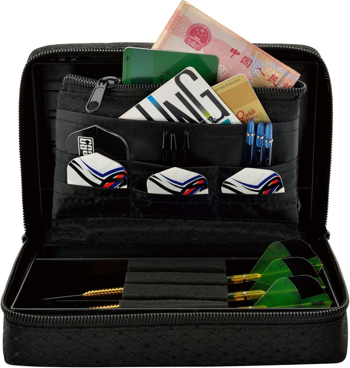 ONE80 Double Darttasche für Darts Dart Wallet Dart Cases Schwarz, Schwarz