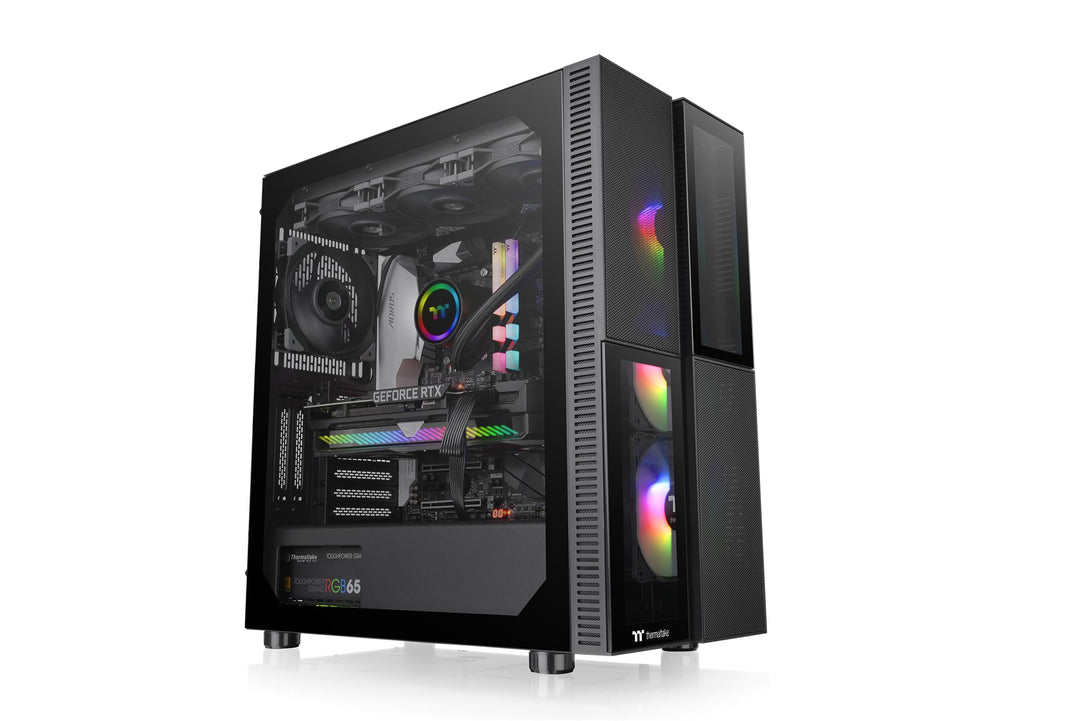 Thermaltake Versa T26 ARGB Black Mid-Tower-ATX-PC-Gehäuse Gehärtetes 4mm Glasseitenteil ATX Schwarz,