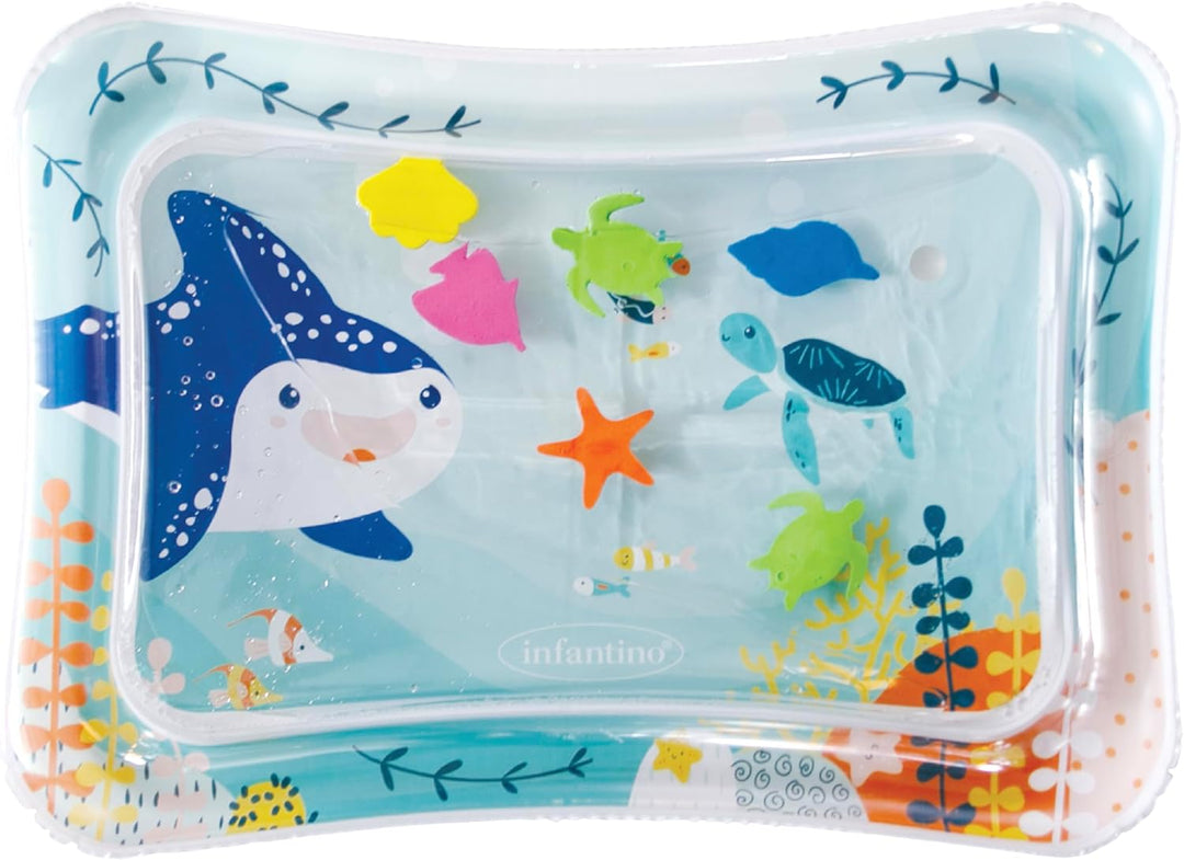 Infantino Jumbo Pat & Play Wassermatte, Wassermatte mit Meeresmotiven, schmutzfreies Wasserspiel für