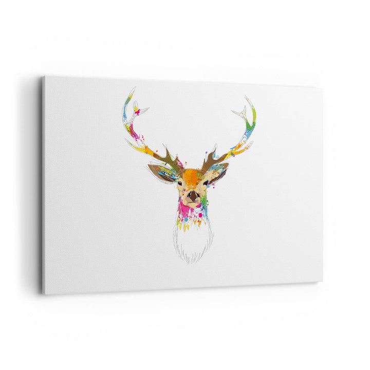 Bilder auf Leinwand 100x70cm Leinwandbild Deer fantasie Graffiti Grafik Gross Wanddeko Bild Schlafzi