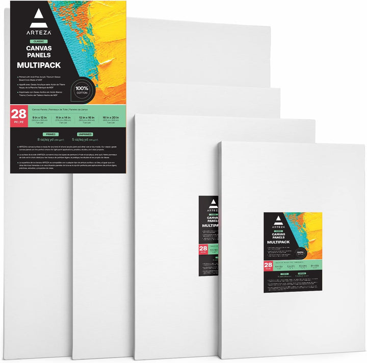 Arteza Malkarton, 22.8x30.4 cm, 27.9x35.5 cm, 30.4x40.6 cm, 40.6x50.8 cm 28er-Multipack, weisse grun