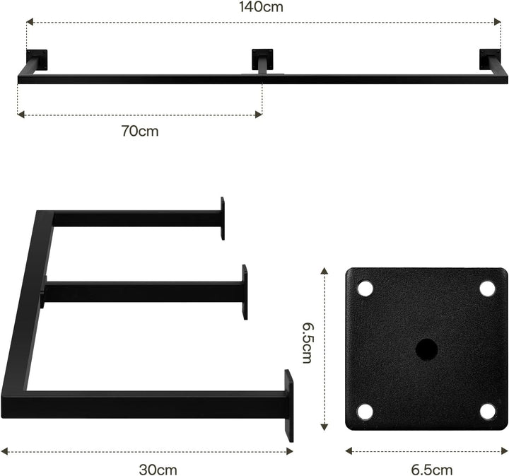 Kleiderstange Wandmontage, Garderobe Rohr industrial, für Flur Küche Wohnzimmer Badezimmer, 140 cm,