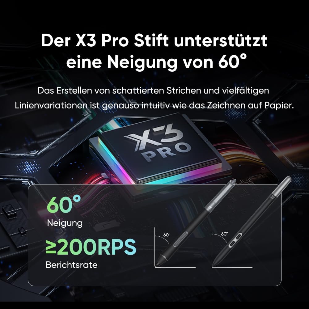 XPPen Artist 24 Pro (Gen 2) 4K Grafikdisplay, 23,8 Zoll Grafikmonitor mit X3 Pro Stift，Geeignet für