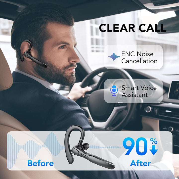 Headset Bluetooth, Headset mit Mikrofon, Bluetooth V5.3 Headset mit Noise Cancelling Mikrofon,100 St