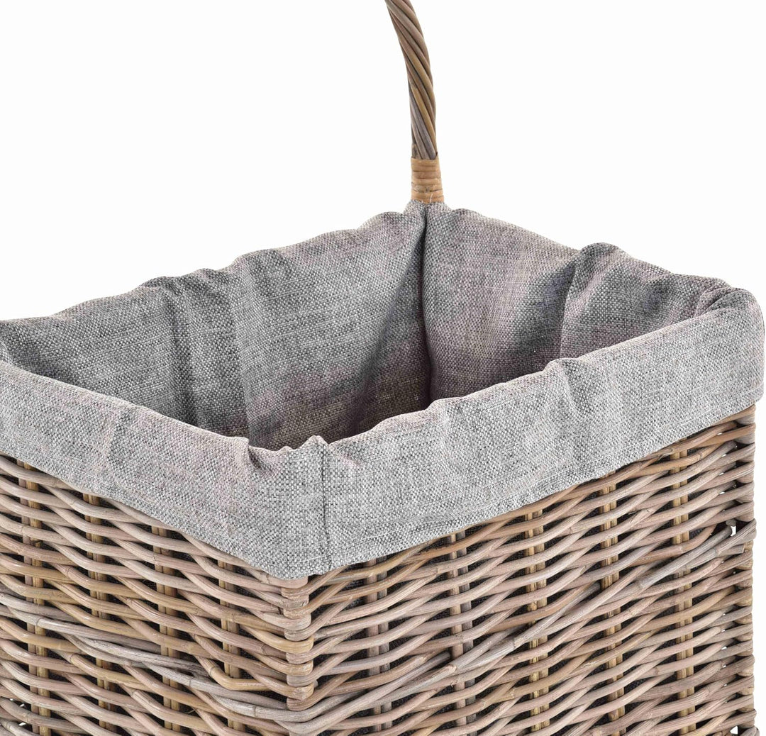 Holzwagen/Kaminholzwagen aus Rattan-Naturrohr/stabiler Eisenrahmen / 48x38x95 mit Stoffinlett