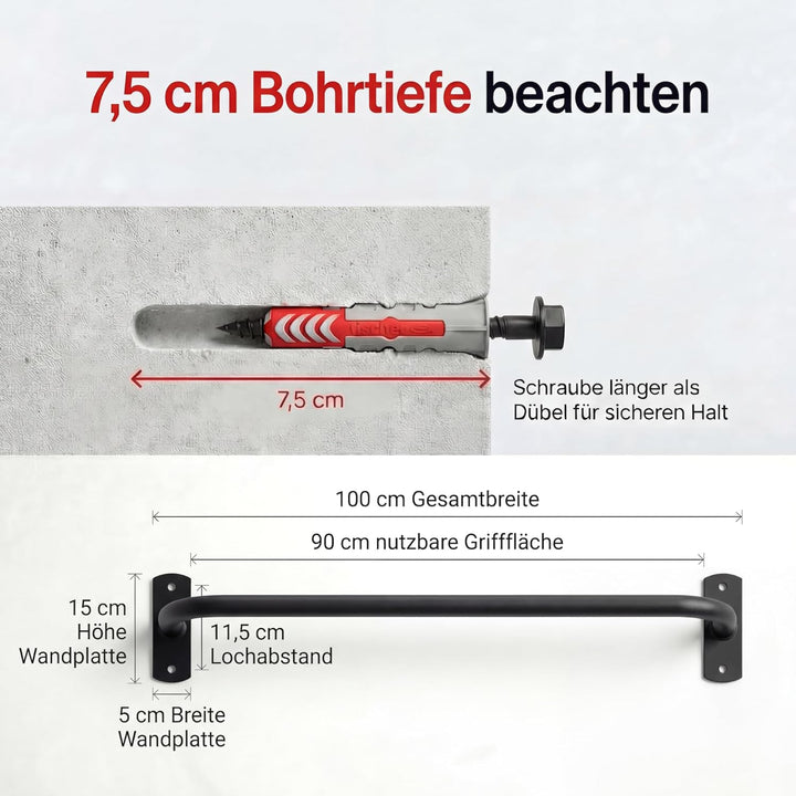 KFA8 Klimmzugstange Wand - Premium Pull Up Bar für effektives Krafttraining Zuhause - modernes Desig