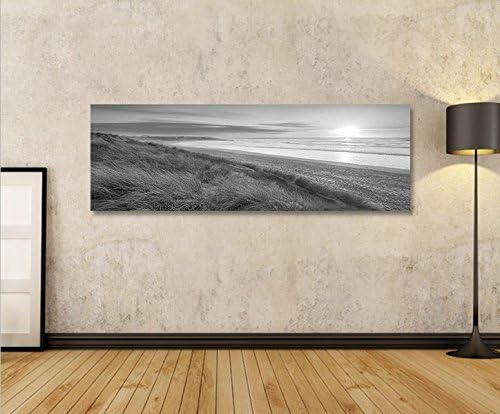 islandburner Bild Bilder auf Leinwand Dünen Schwarz-Weiss Nordseestrand Panorama XXL Poster Leinwand