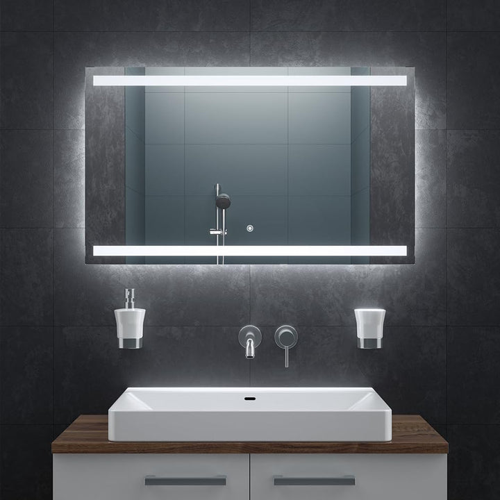 BR Bringer LED Badspiegel - 100x60 cm - Badezimmerspiegel mit Beleuchtung und Anti-Beschlag Funktion