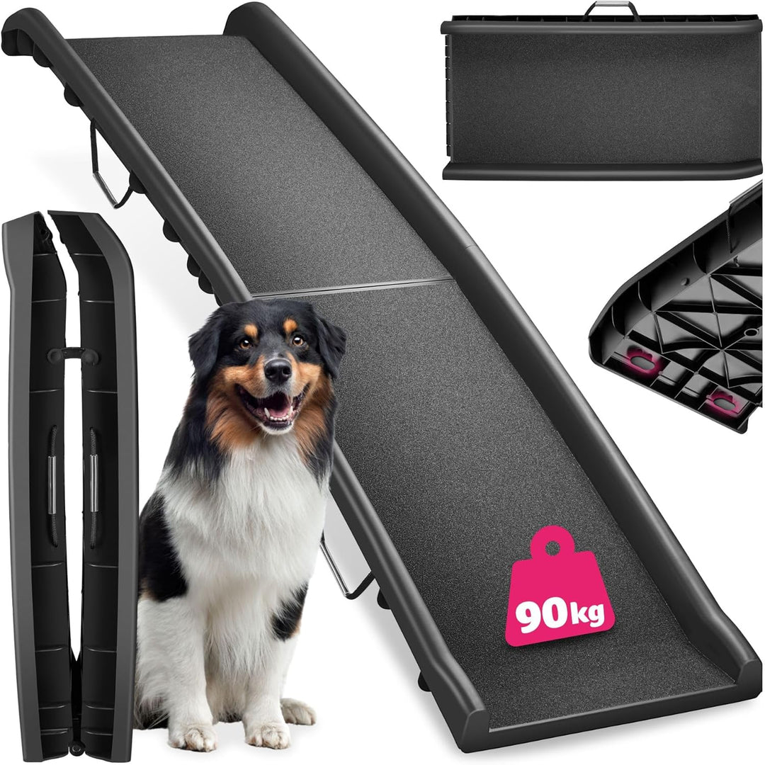 tectake® Hunderampe, klappbar und rutschfest, bis 90kg, Hunderampe Auto mit Kofferraumschutz, Hausti