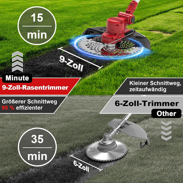 Akku Rasentrimmer mit Akku und Unkrautbürste, Rasentrimmer für Makita-Akkus, 90° Trimmwinkel, 180° F