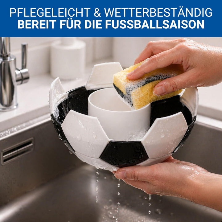 Serveball 'Victory' Snackbox im Fussball Design - Couchbar Snackbox mit Fächern und Getränkehalter -