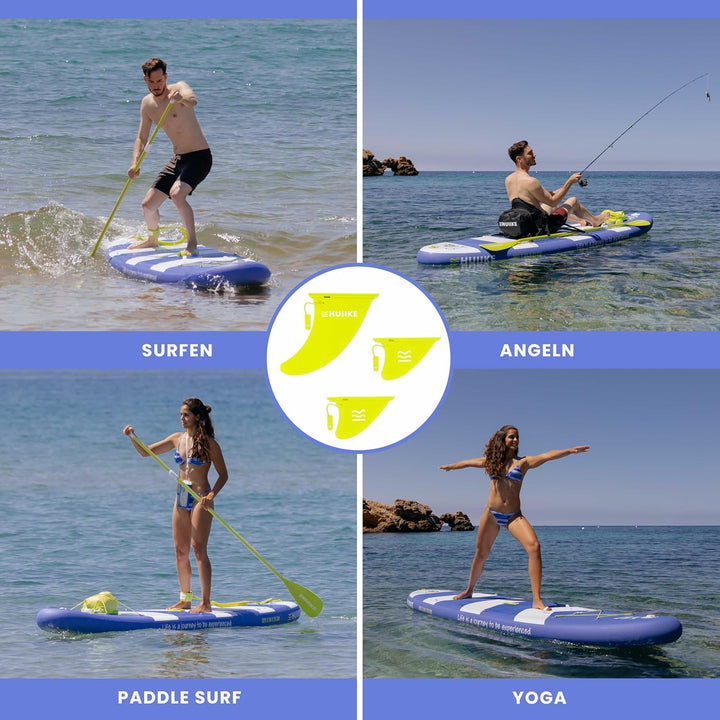 HUIIKE Sup Finne Stand Up Paddle 3 Stück Abnehmbare Ersatz Finne Sup mit Sicherheitsschloss, Stand U